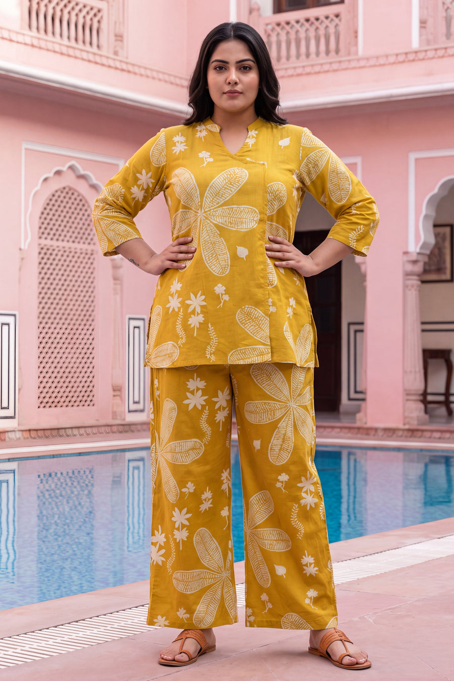 Turmeric Bloom Cotton Angrakha Co-ord Set — image 8