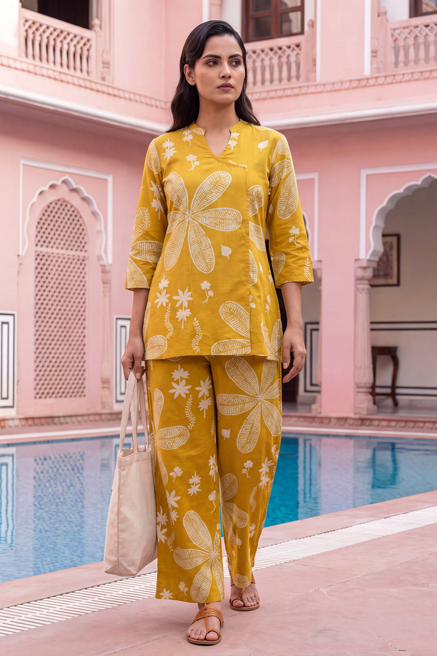 Turmeric Bloom Cotton Angrakha Co-ord Set — image 3