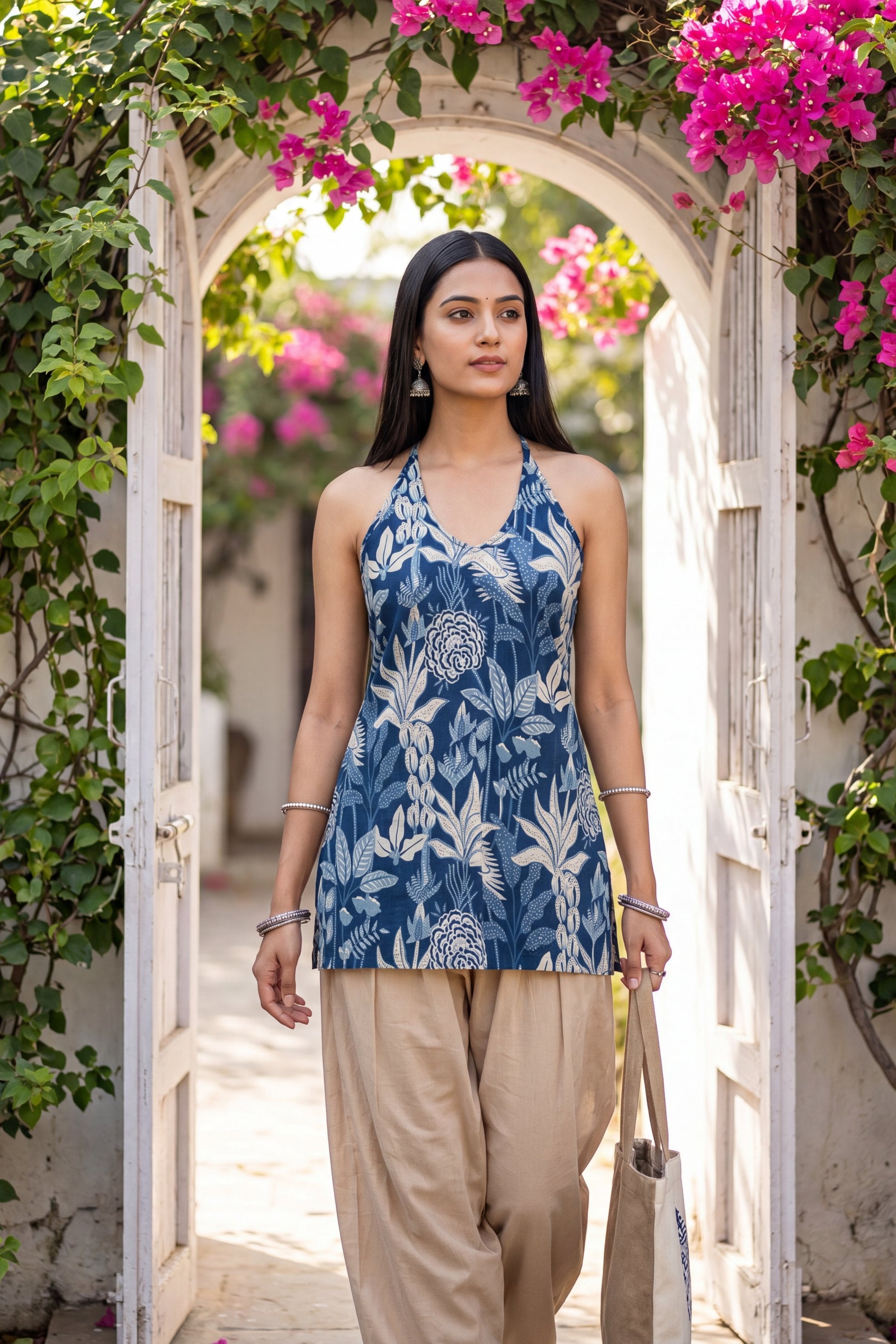 Meadow Blue Halter Cotton Top
