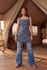 Sonata Sapphire Square Neck Cotton Top