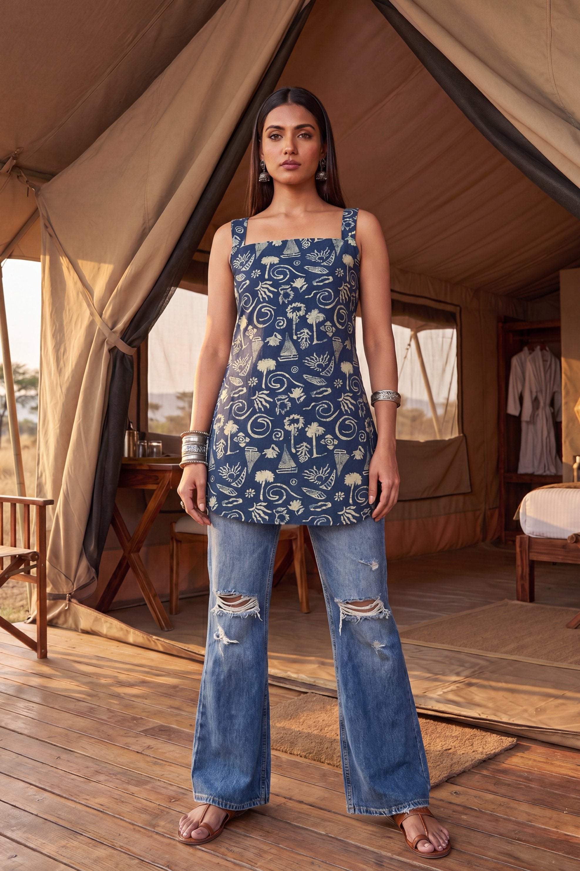 Sonata Sapphire Square Neck Cotton Top