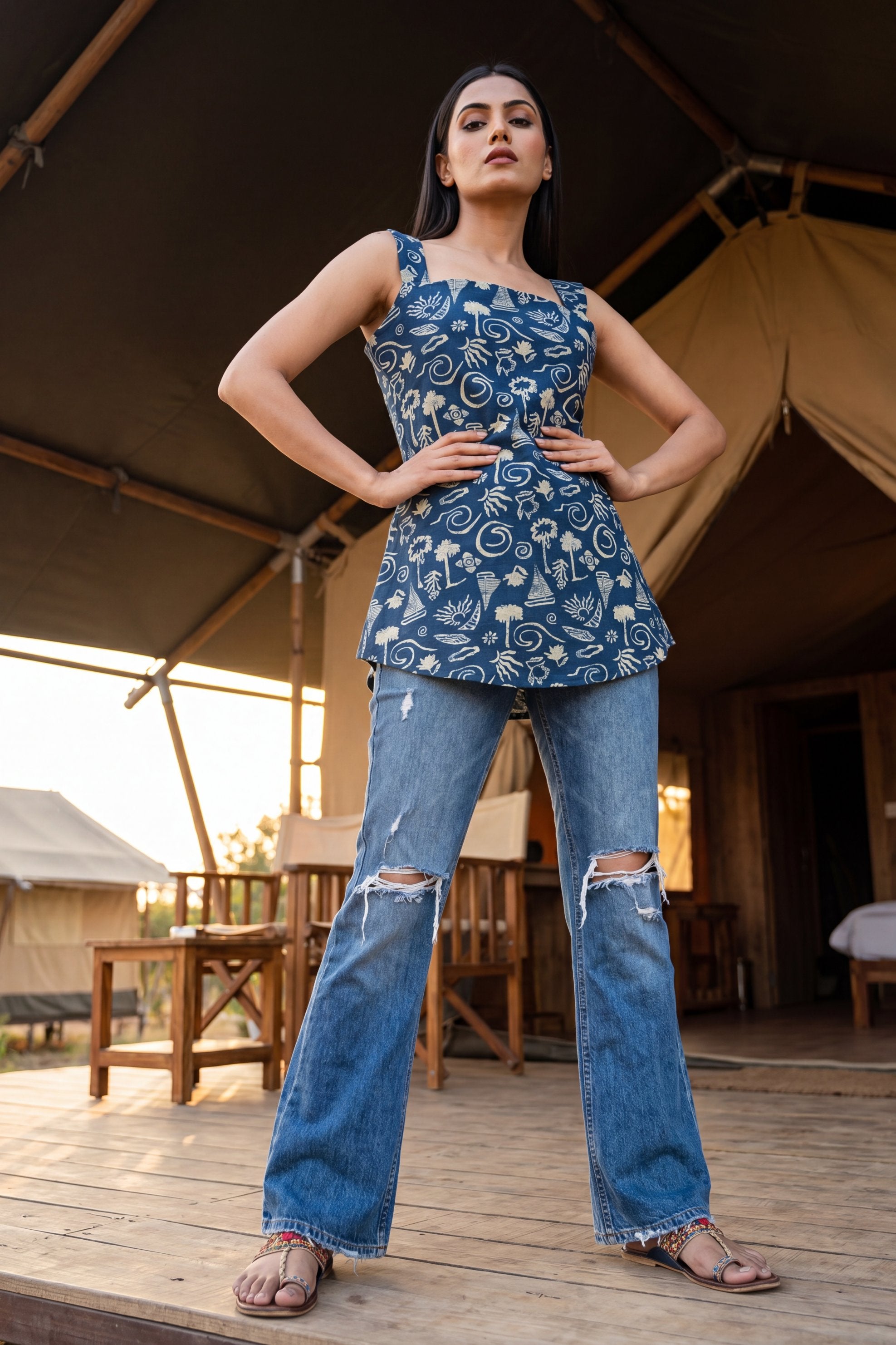 Sonata Sapphire Square Neck Cotton Top