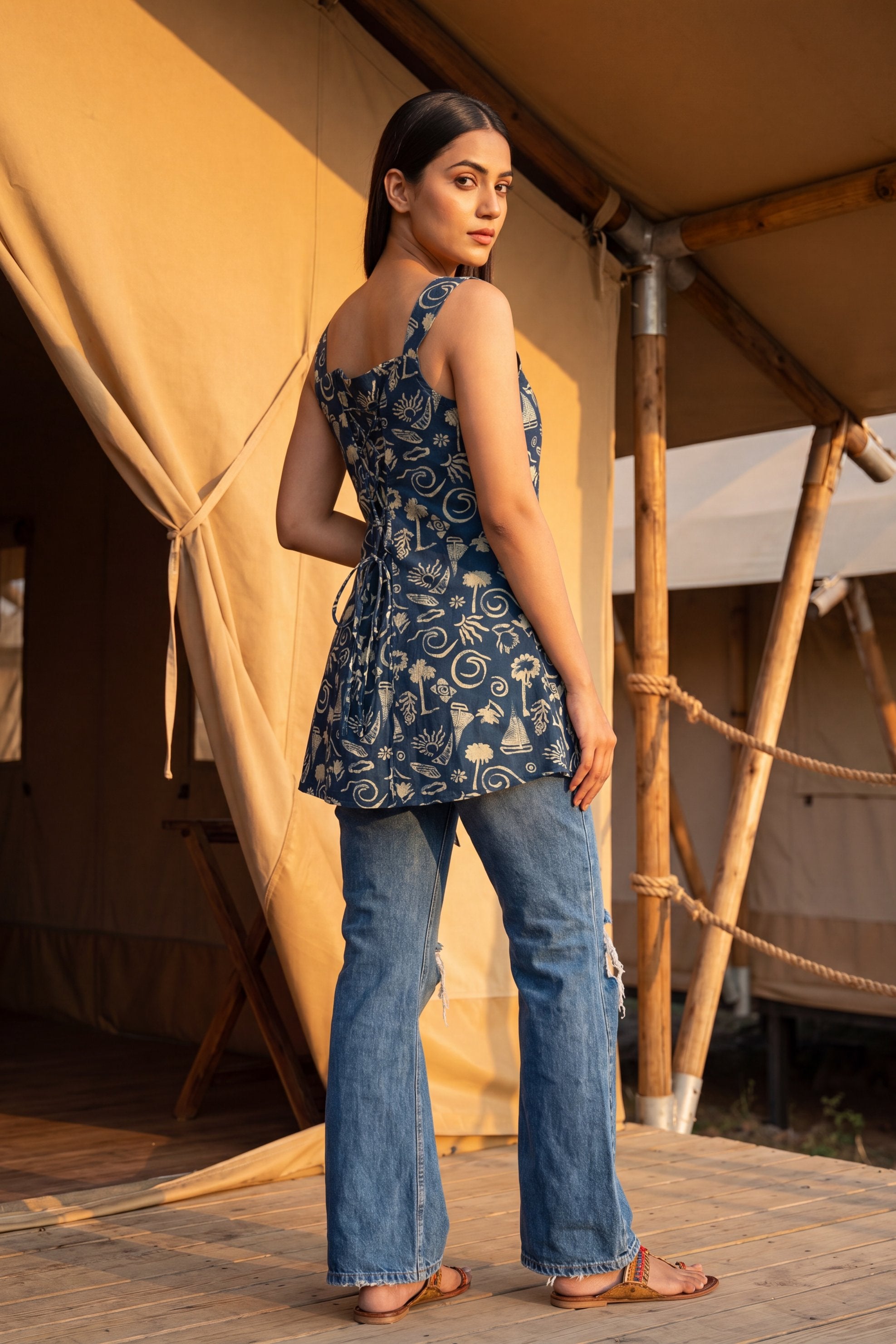 Sonata Sapphire Square Neck Cotton Top