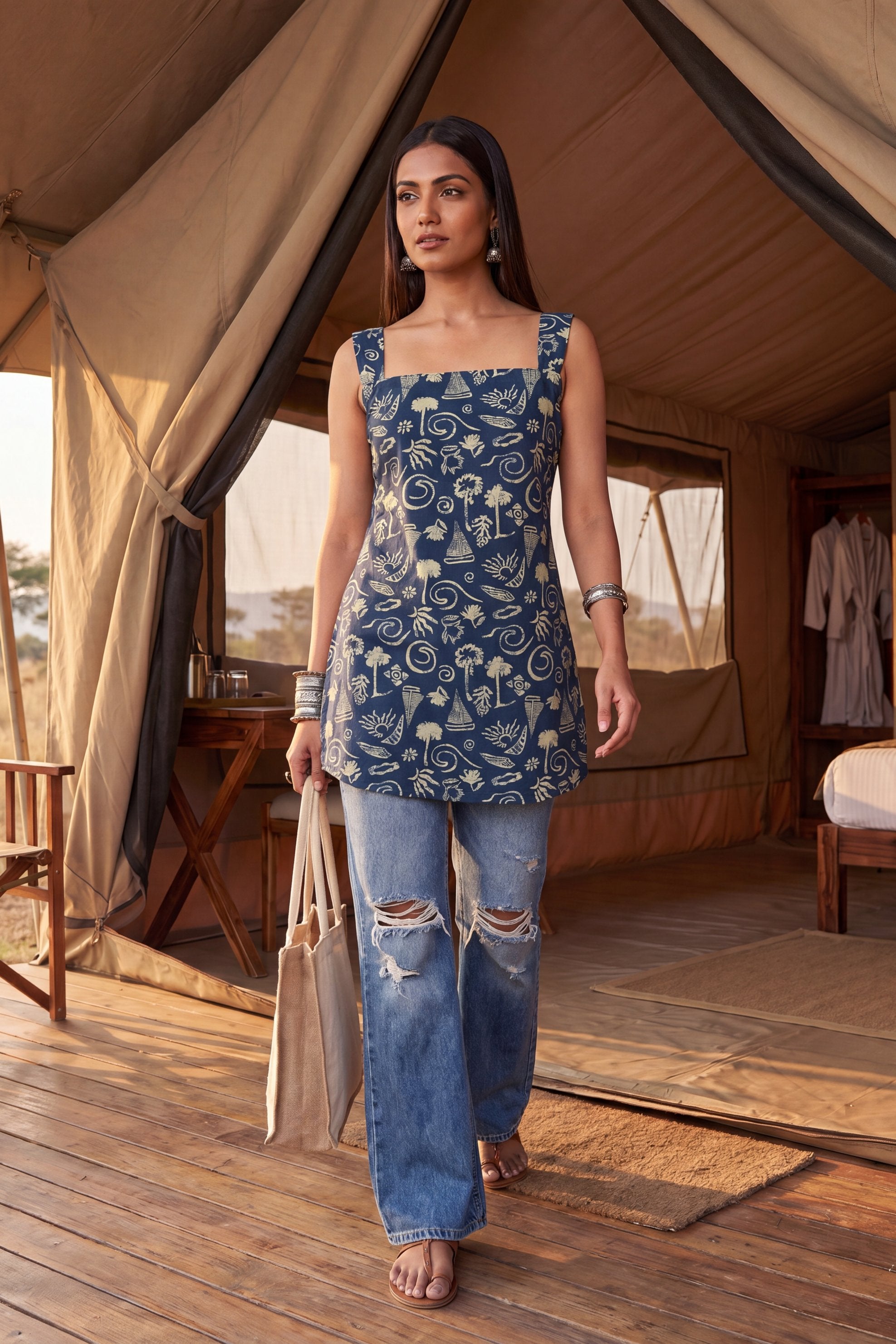 Sonata Sapphire Square Neck Cotton Top