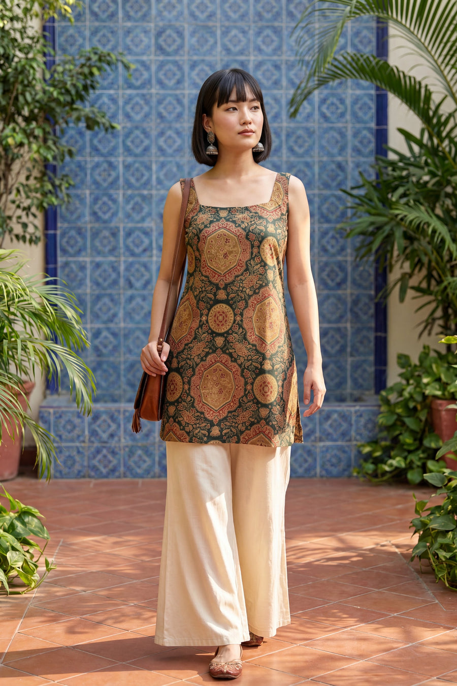 Editorial Sage Green Square Neck Cotton Top — image 13