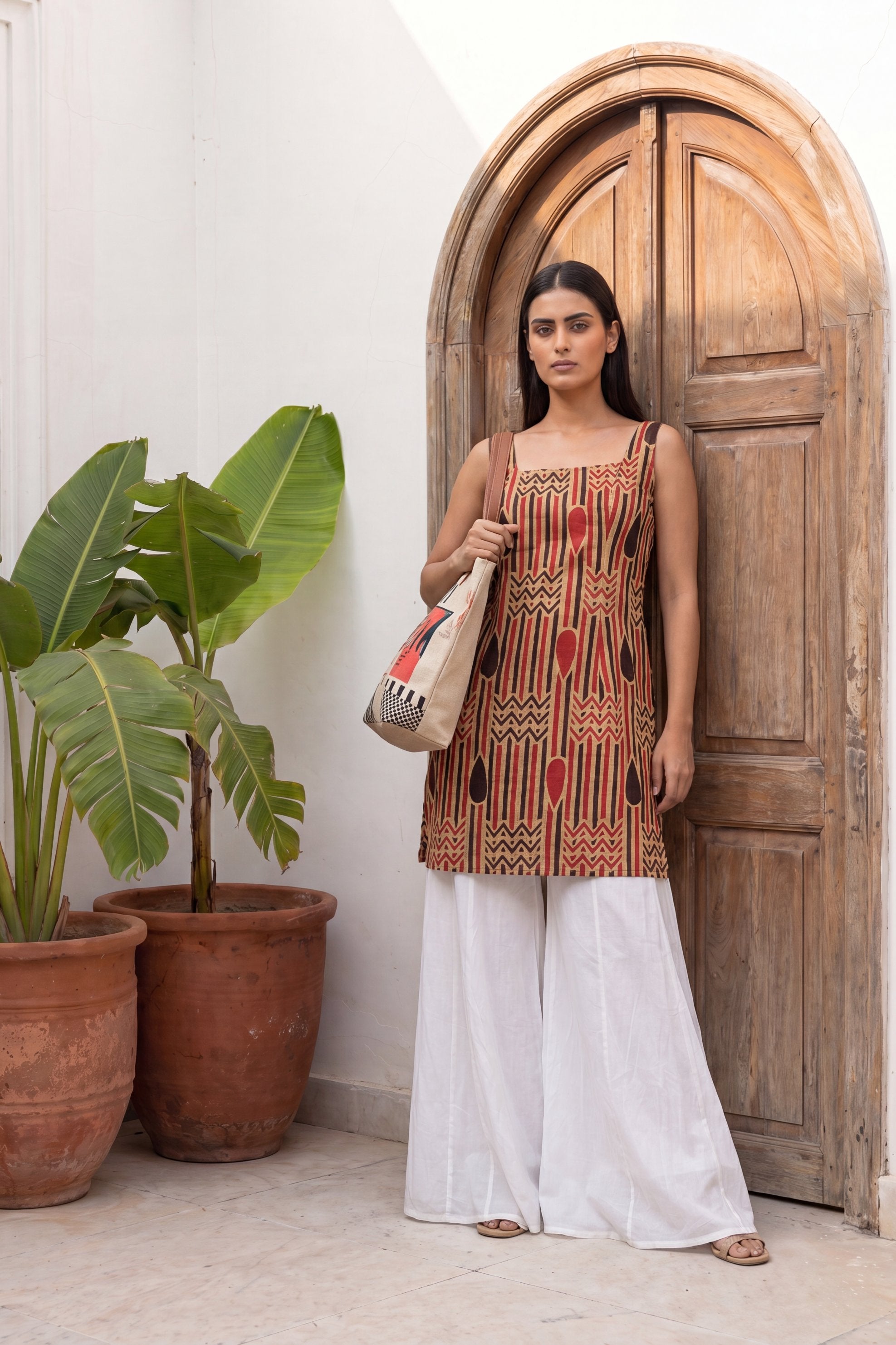 Alleyway Sand Beige Square Neck Cotton Top