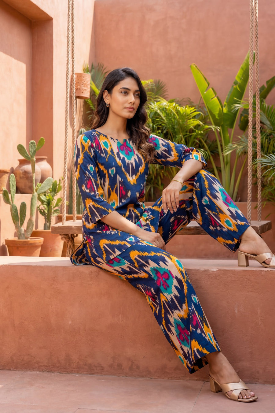 Blue Cotton Abstract Co-ord Set — image 8