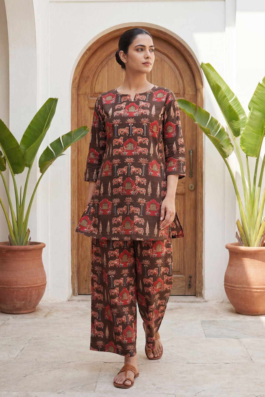 Royal Pichwai Brown Cotton Co-ord Set — image 6