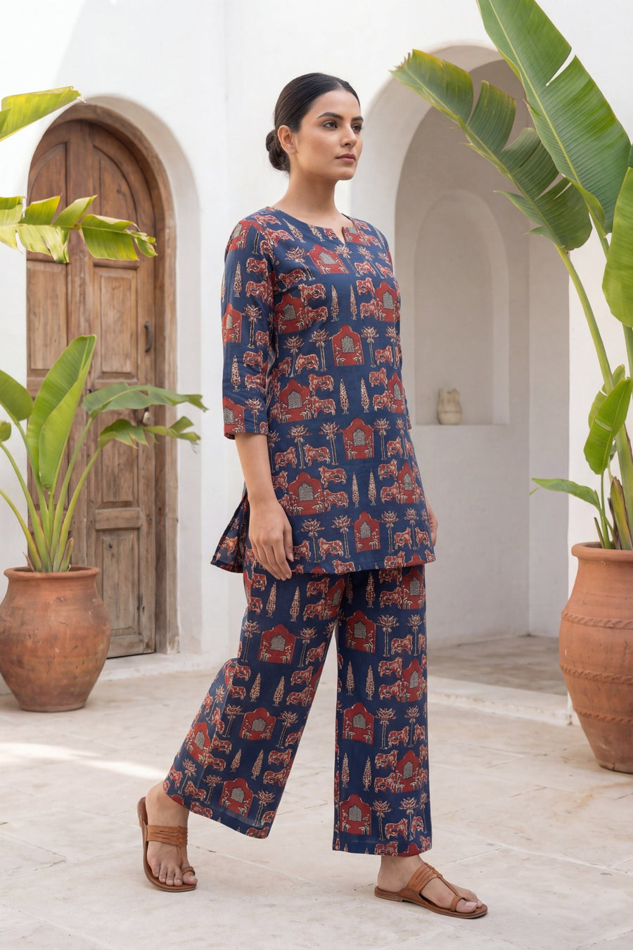 Pichwai Heritage Indigo Cotton Co-ord Set — image 5