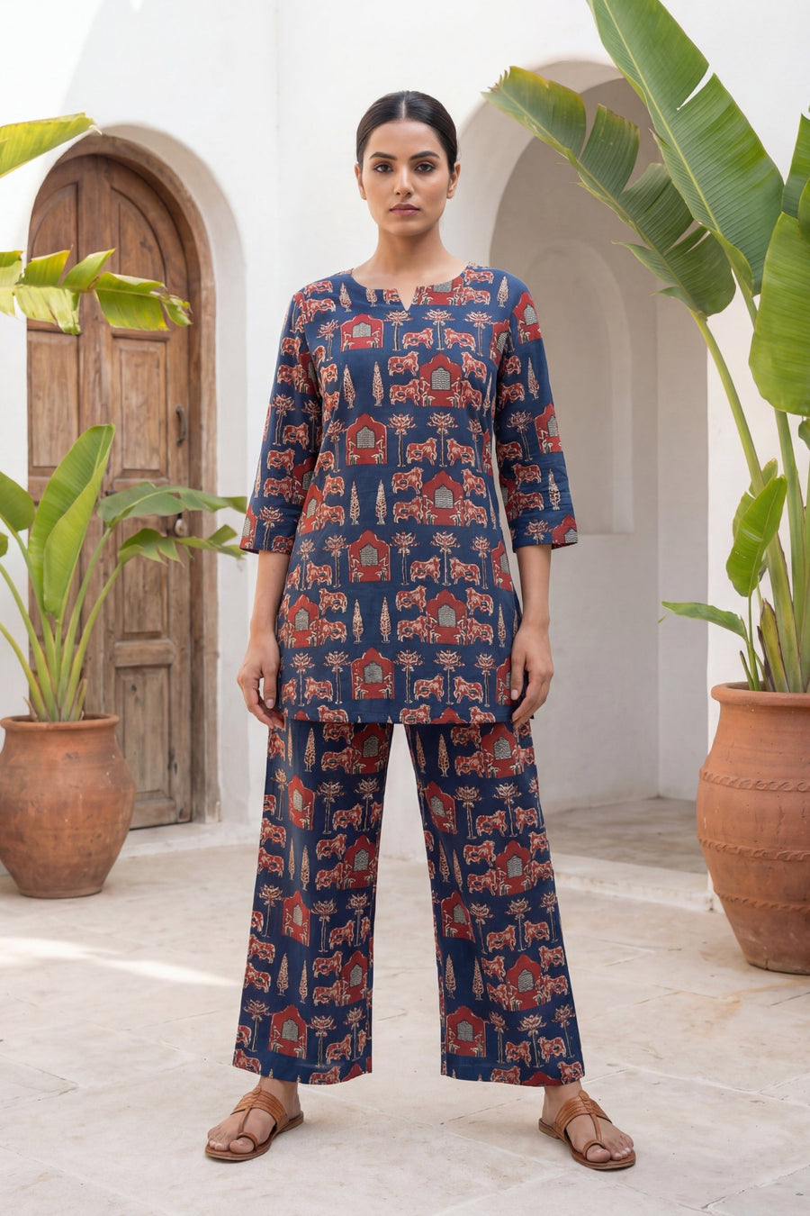 Pichwai Heritage Indigo Cotton Co-ord Set — image 7