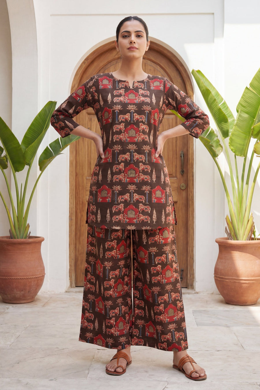 Royal Pichwai Brown Cotton Co-ord Set — image 9