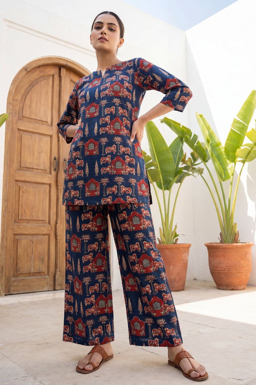 Pichwai Heritage Indigo Cotton Co-ord Set — image 8