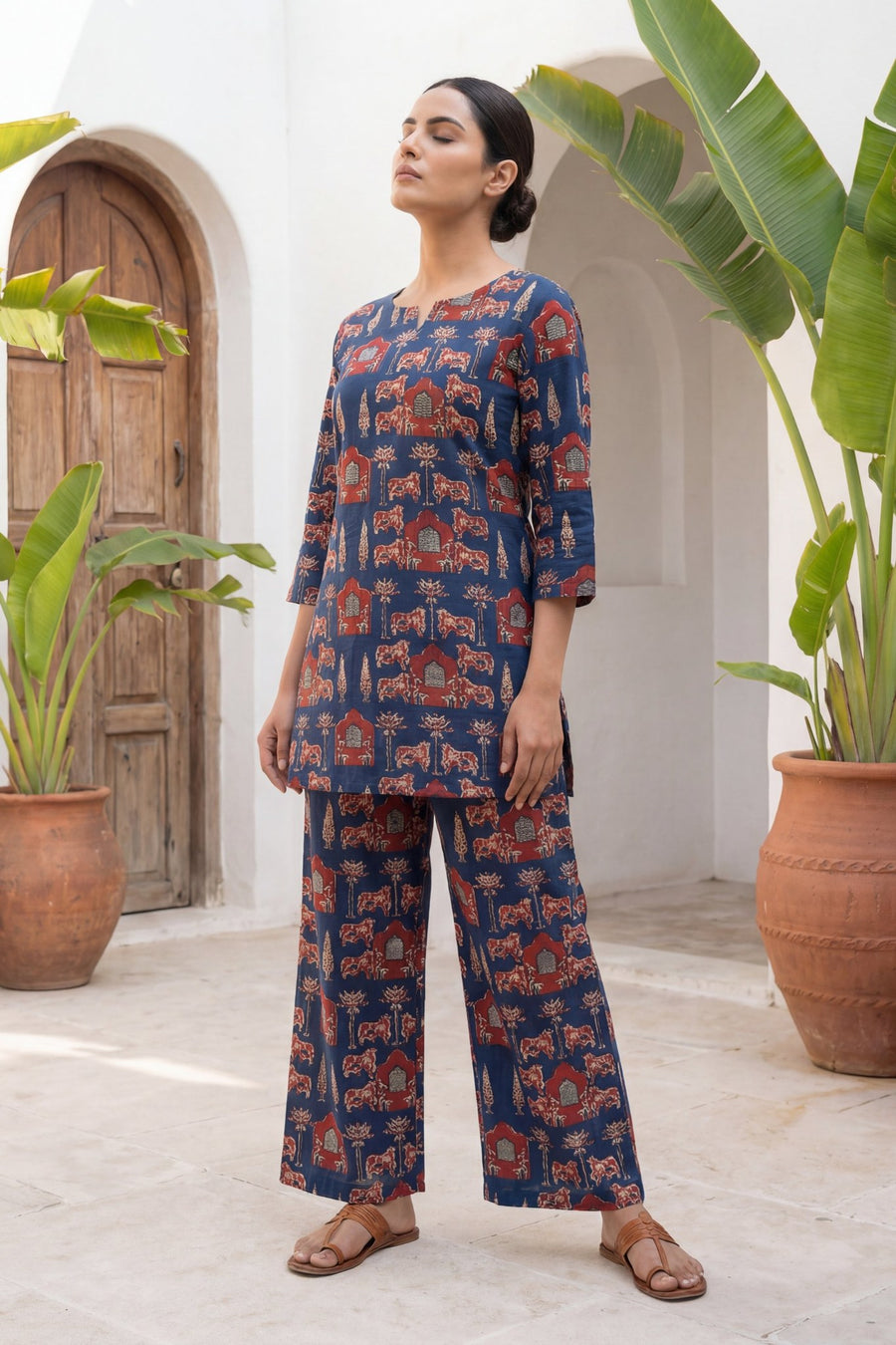 Pichwai Heritage Indigo Cotton Co-ord Set — image 9