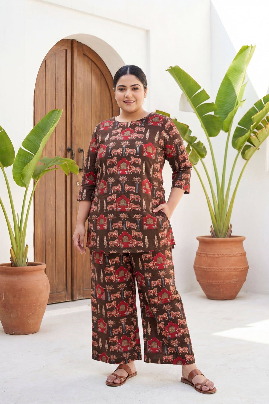 Royal Pichwai Brown Cotton Co-ord Set — image 14