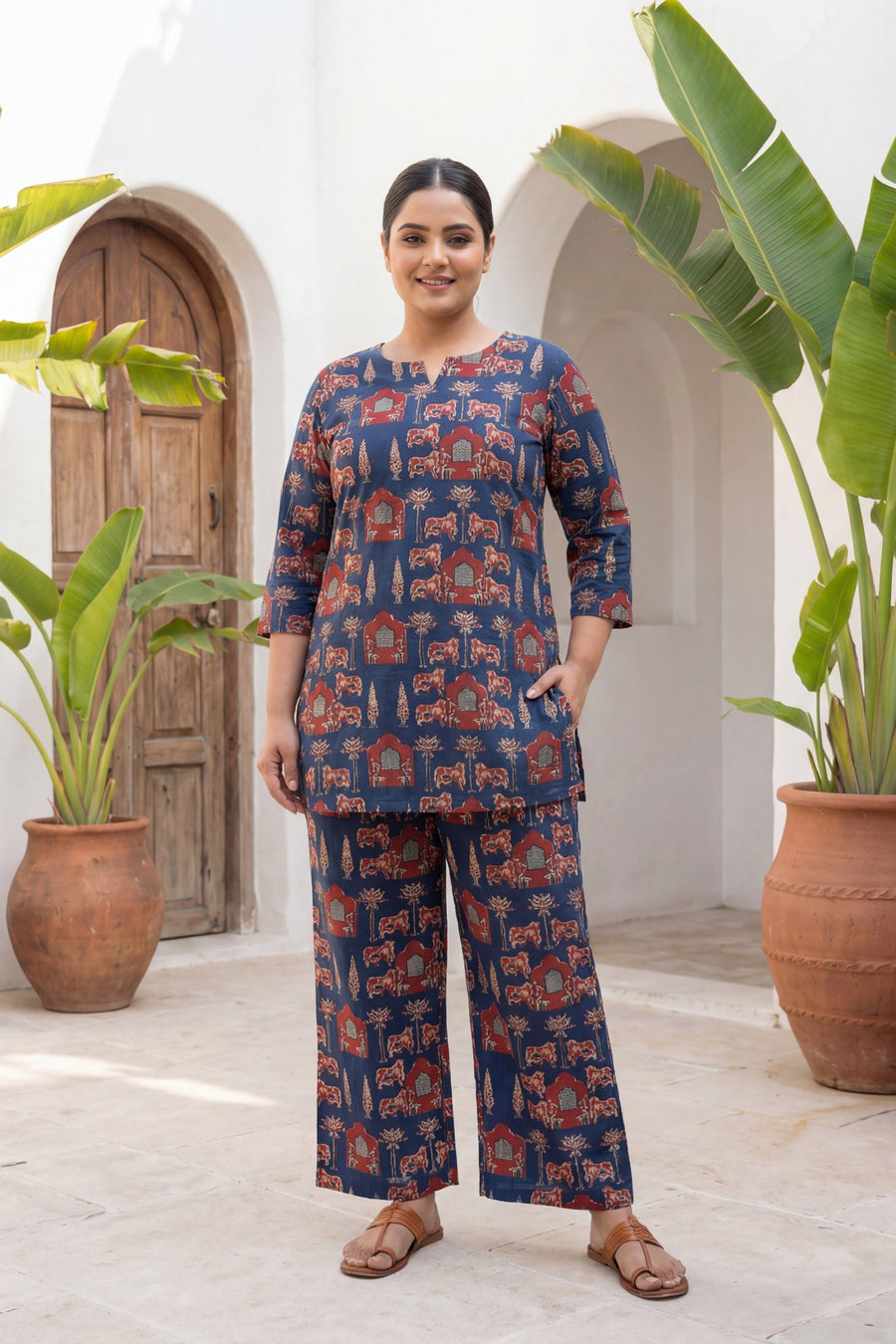 Pichwai Heritage Indigo Cotton Co-ord Set — image 13