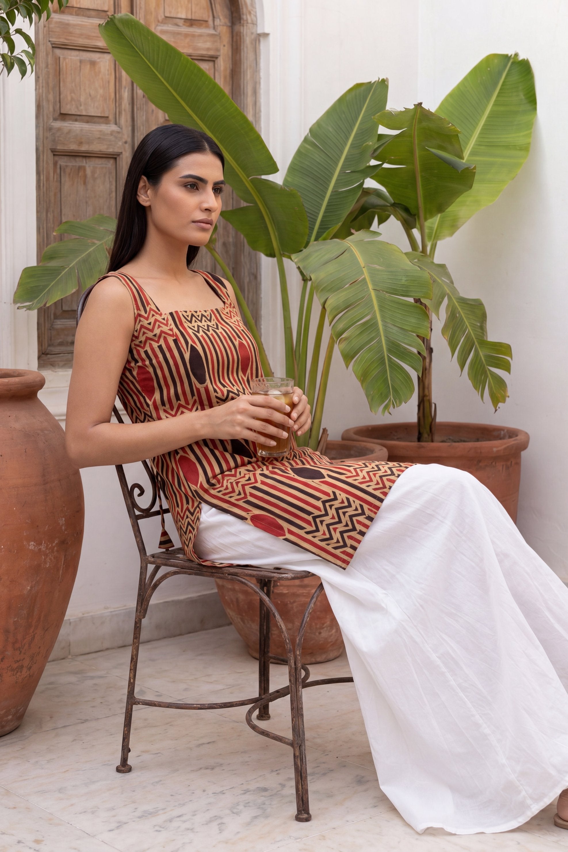 Alleyway Sand Beige Square Neck Cotton Top