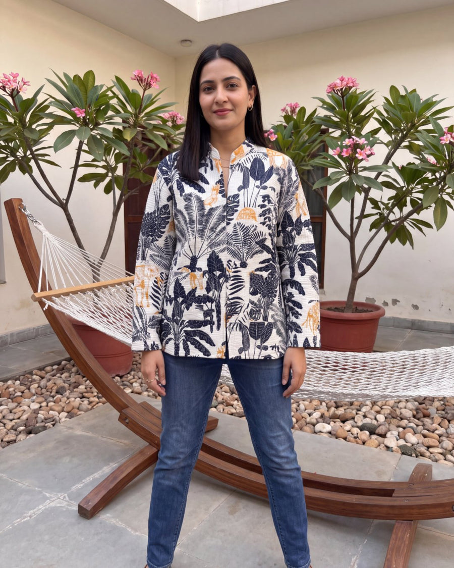 Alabaster Frond Cotton Reversible Quilted Jacket — image 2