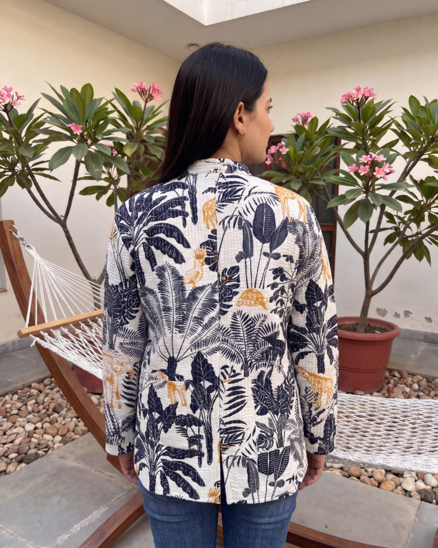 Alabaster Frond Cotton Reversible Quilted Jacket — image 6