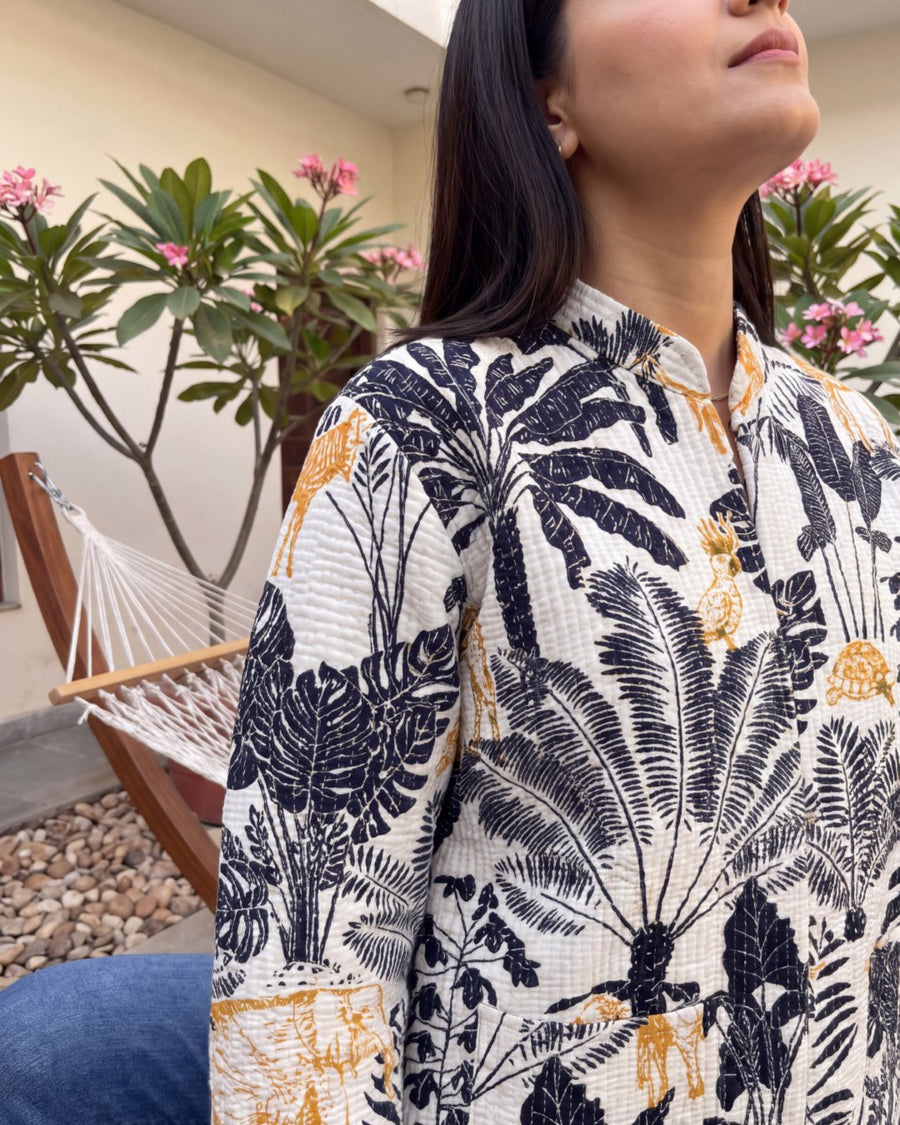 Alabaster Frond Cotton Reversible Quilted Jacket — image 7