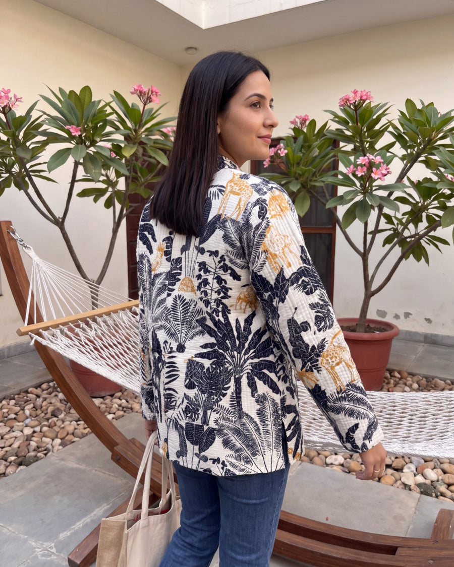 Alabaster Frond Cotton Reversible Quilted Jacket — image 8
