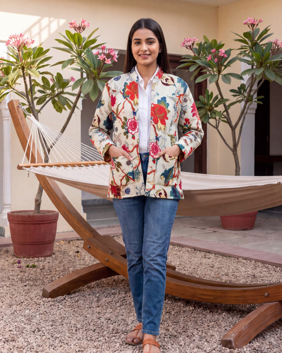 Buttermilk Chintz Cotton Reversible Quilted Jacket — image 2