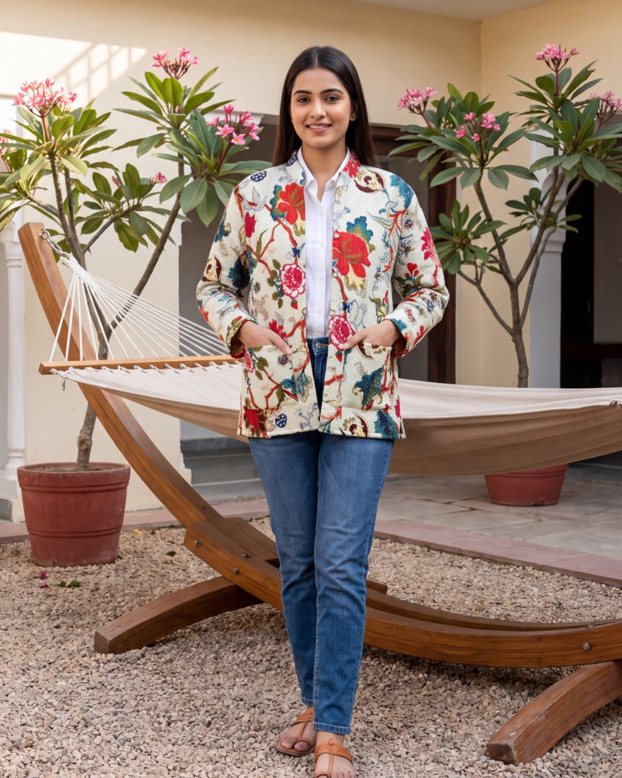 Buttermilk Chintz Cotton Reversible Quilted Jacket — image 3