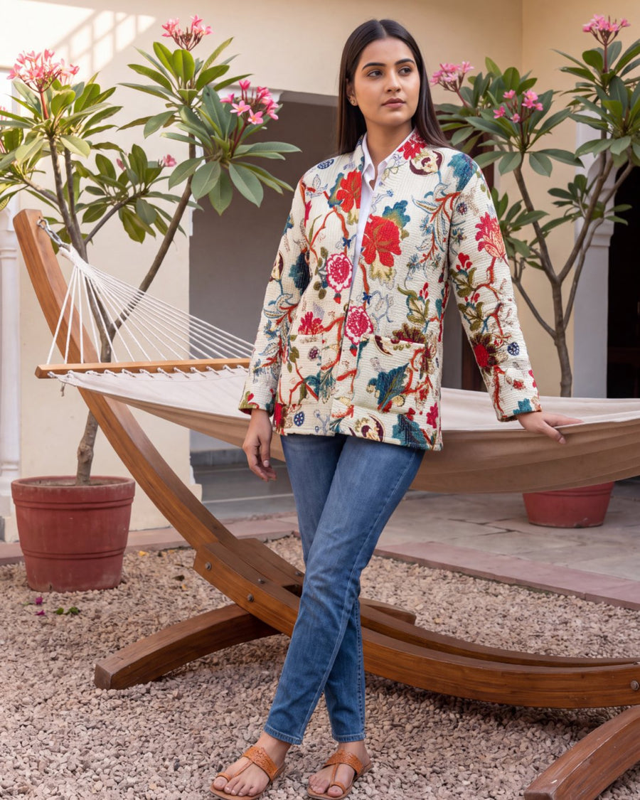 Buttermilk Chintz Cotton Reversible Quilted Jacket — image 4