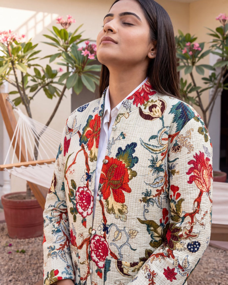 Buttermilk Chintz Cotton Reversible Quilted Jacket — image 7