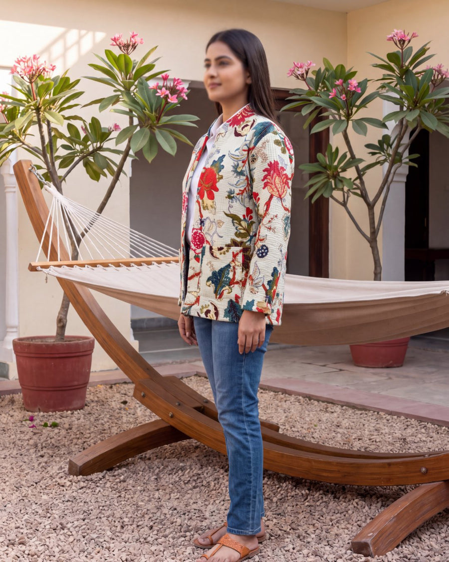 Buttermilk Chintz Cotton Reversible Quilted Jacket — image 9