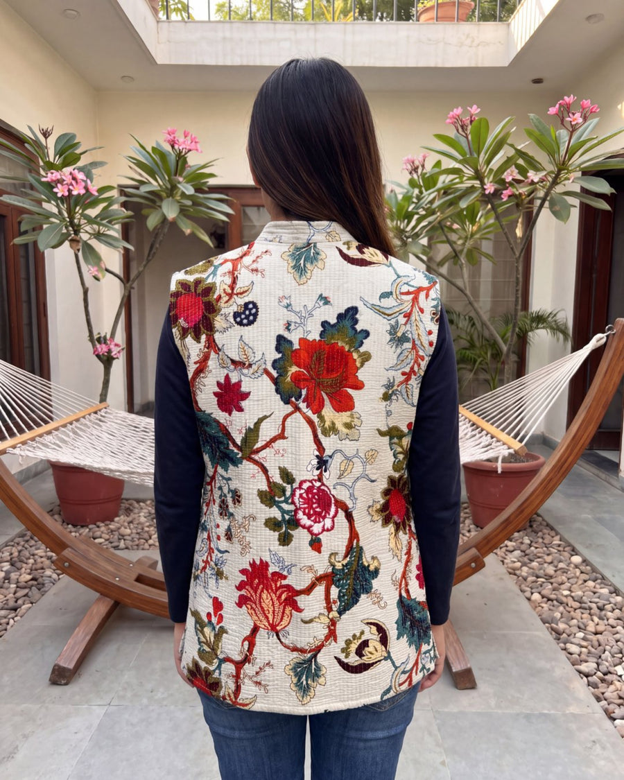 Chalk Aviary Cotton Reversible Quilted Jacket Vest — image 6