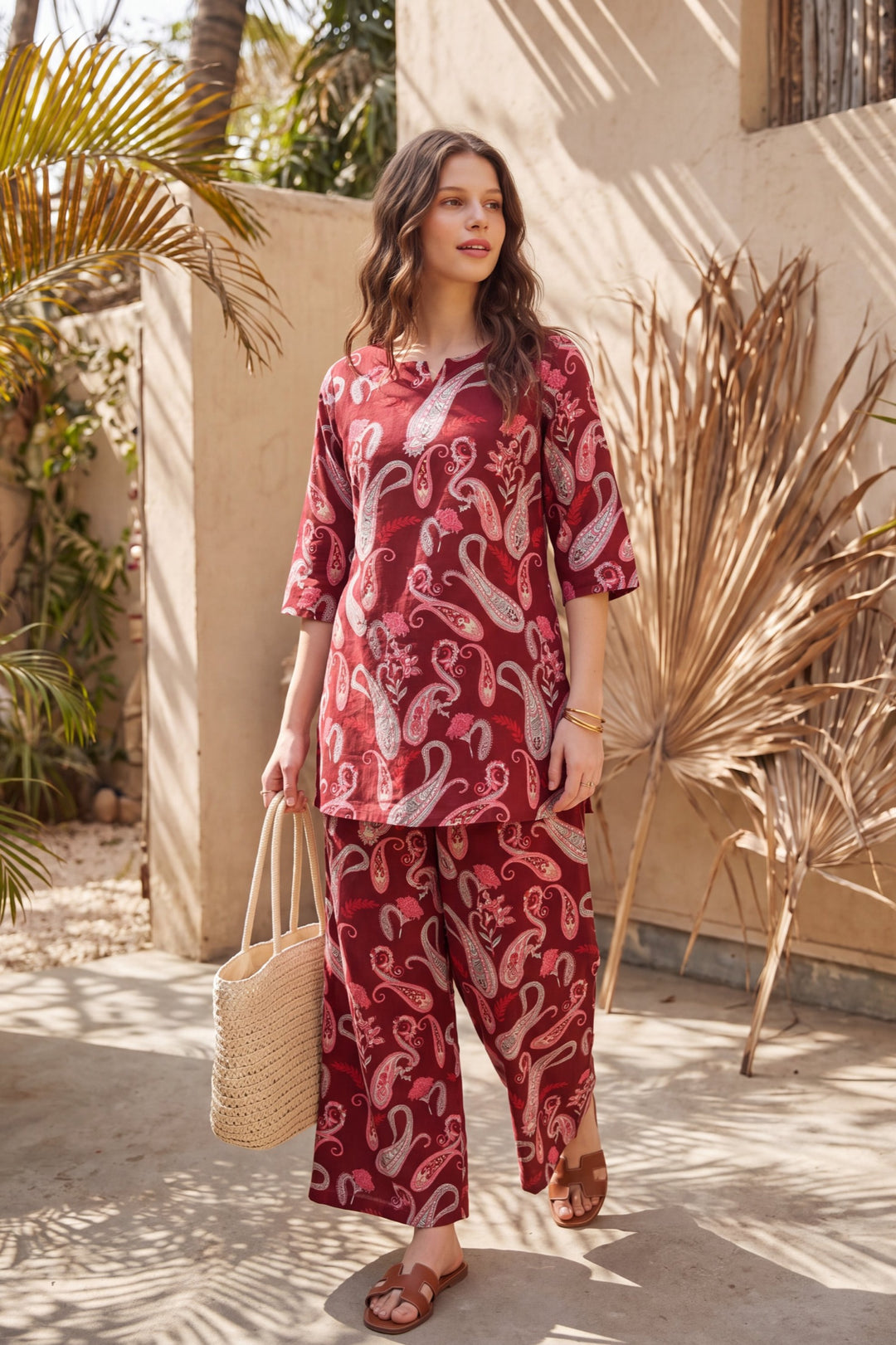 Cranberry Quill Cotton Co-ord Set