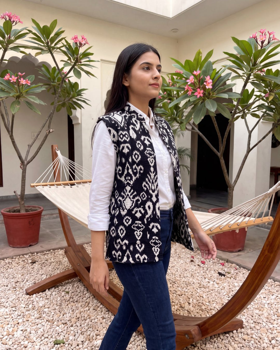 Sable Lattice Cotton Reversible Quilted Jacket Vest — image 4