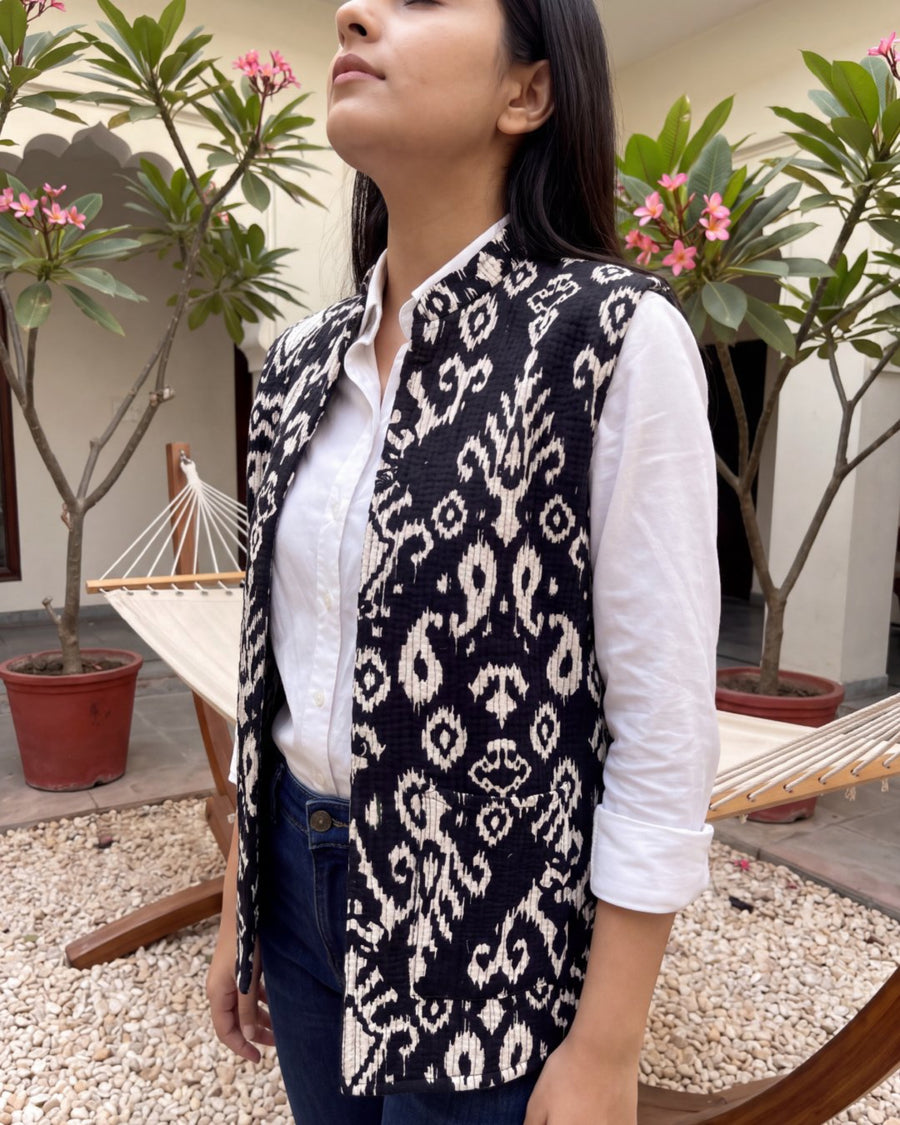 Sable Lattice Cotton Reversible Quilted Jacket Vest — image 5