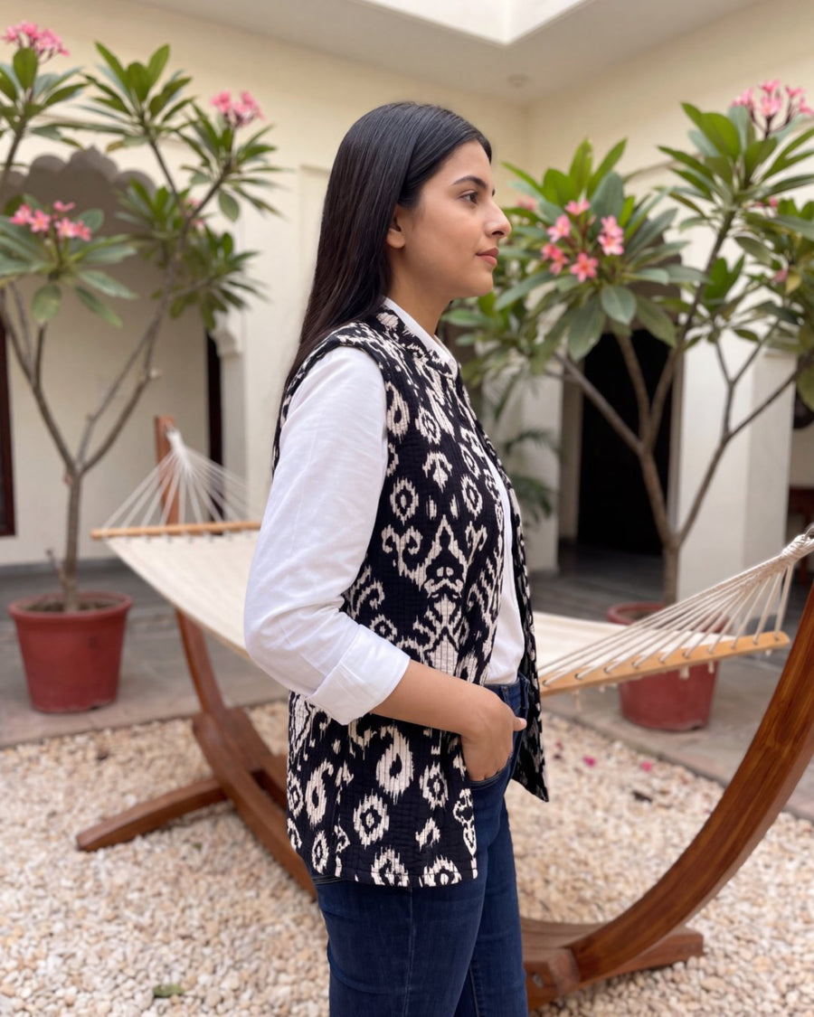 Sable Lattice Cotton Reversible Quilted Jacket Vest — image 6