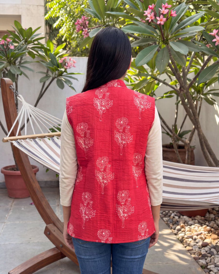 Vermilion Sprigs Cotton Reversible Quilted Jacket Vest — image 6