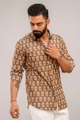 Cotton Brown Floral Shirt for Men - Me&My