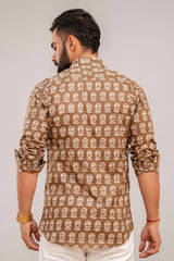 Cotton Brown Floral Shirt for Men - Me&My