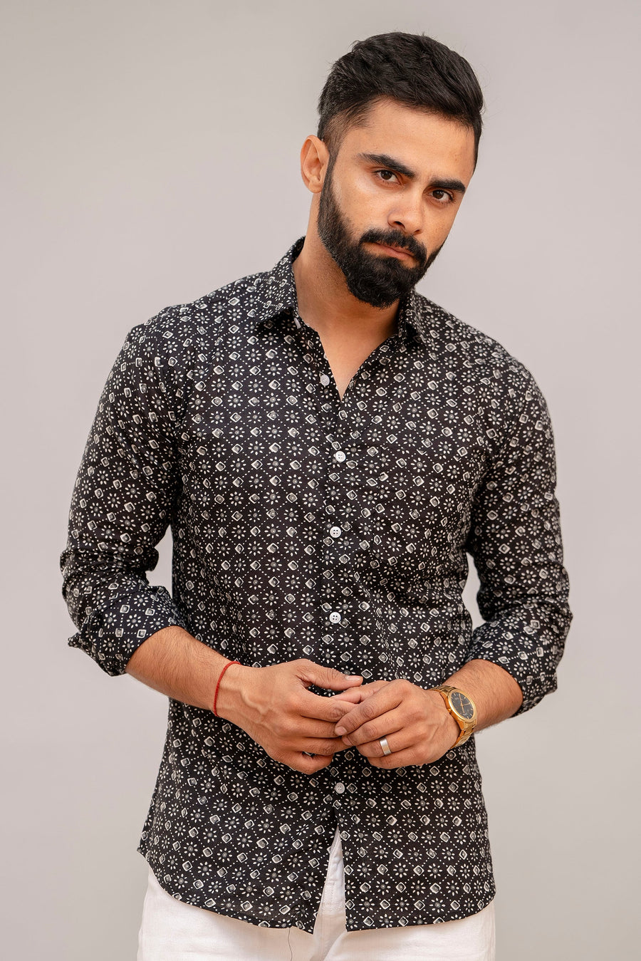 Classic Black Abstract Print Cotton Shirt — image 3