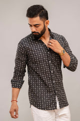 Classic Black Abstract Print Cotton Shirt - Me&My