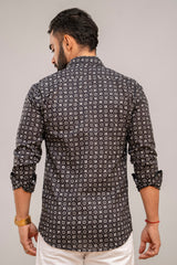 Classic Black Abstract Print Cotton Shirt - Me&My