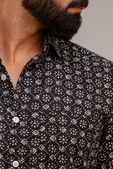 Classic Black Abstract Print Cotton Shirt - Me&My