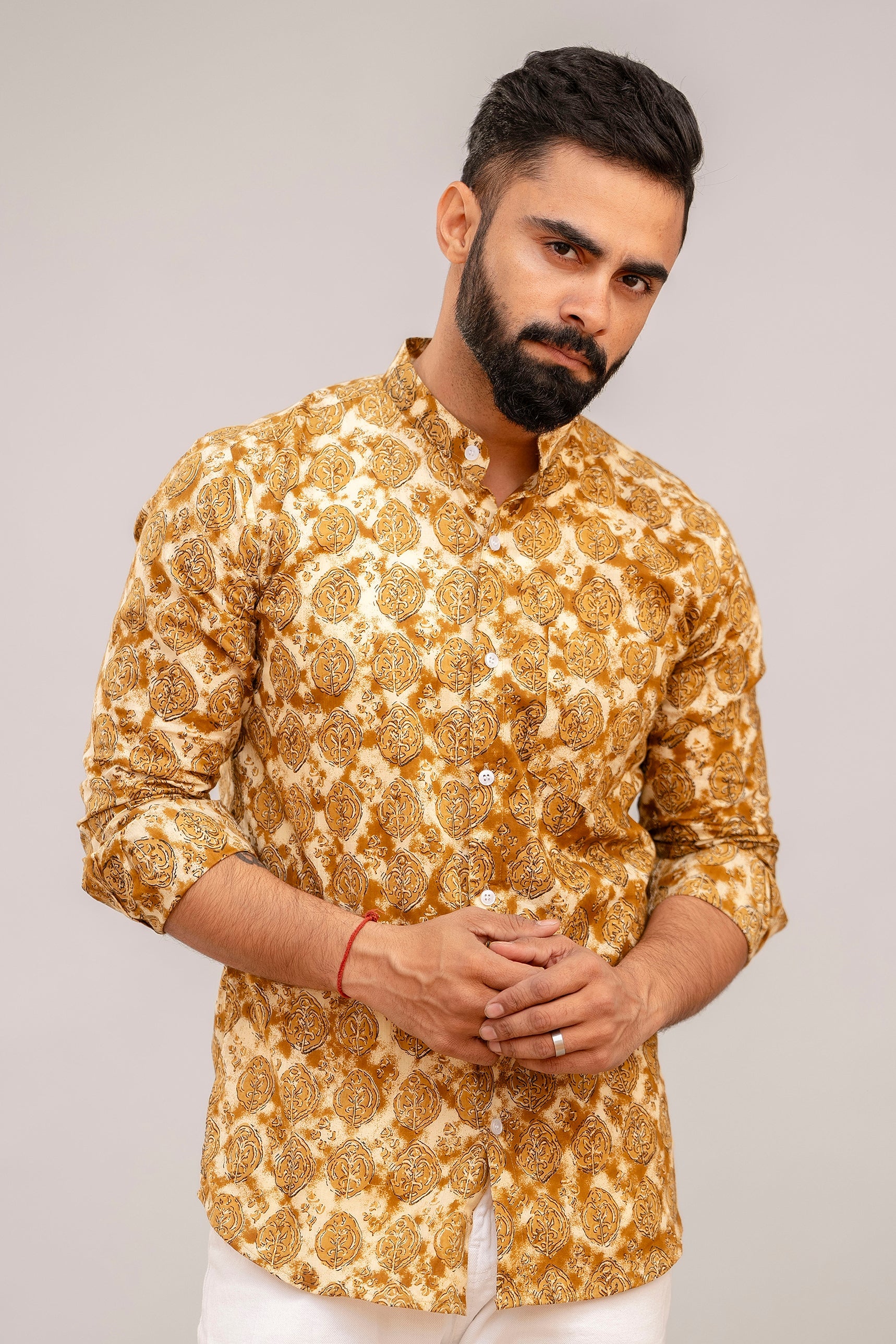 Brown Classic Floral Cotton Shirt - Hukum Jaipur