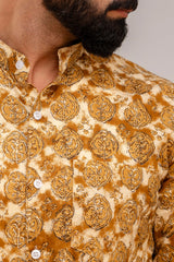 Brown Classic Floral Cotton Shirt - Hukum Jaipur