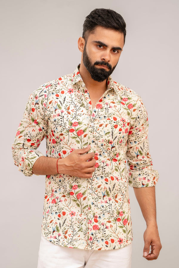 Off-White Elegance Floral Cotton Shirt