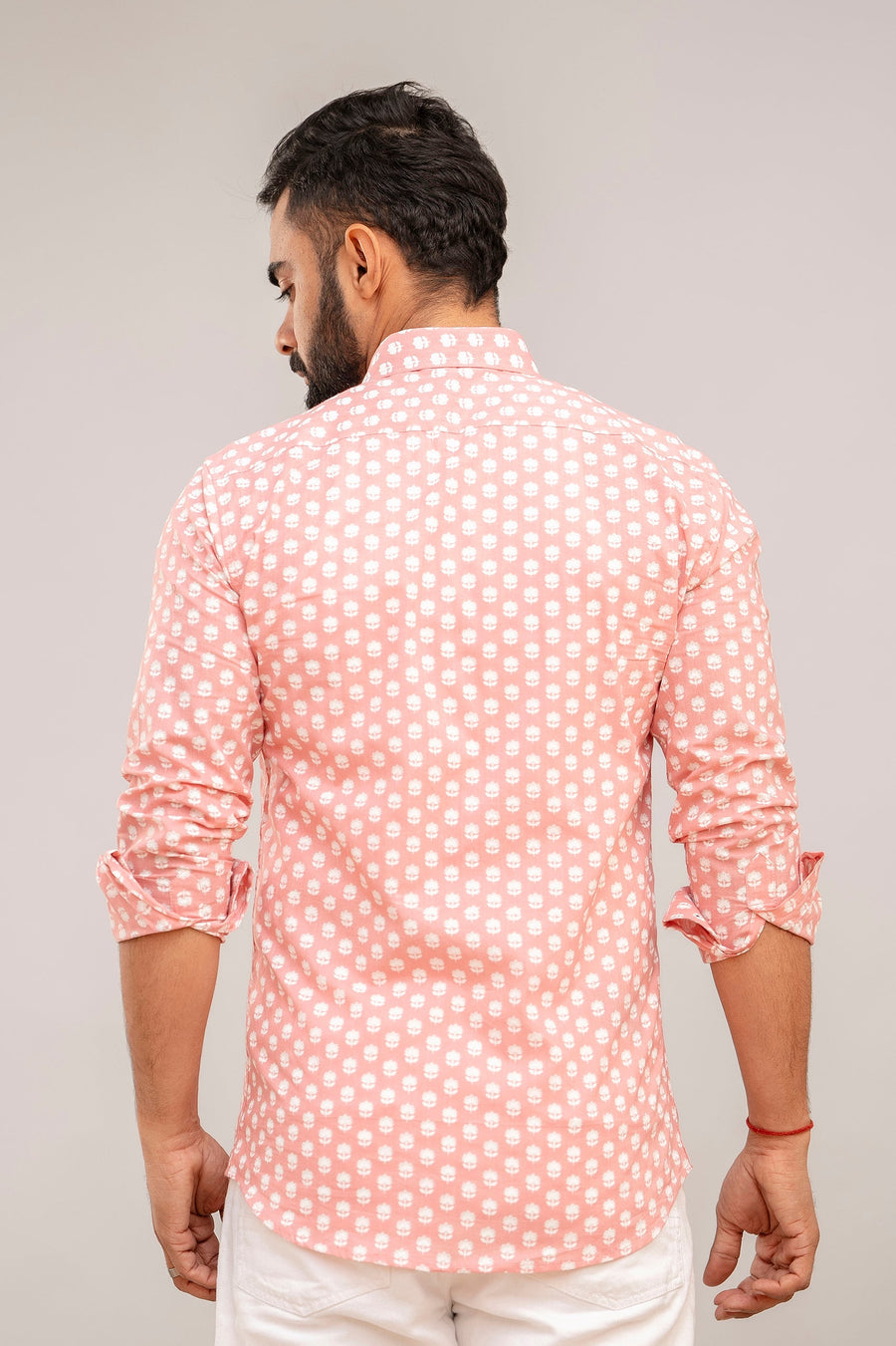 Baby Pink Floral Print Cotton Shirt — image 6