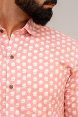 Baby Pink Floral Print Cotton Shirt - Me&My