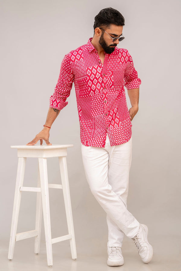 Pink Elegance Patchwork Cotton Shirt