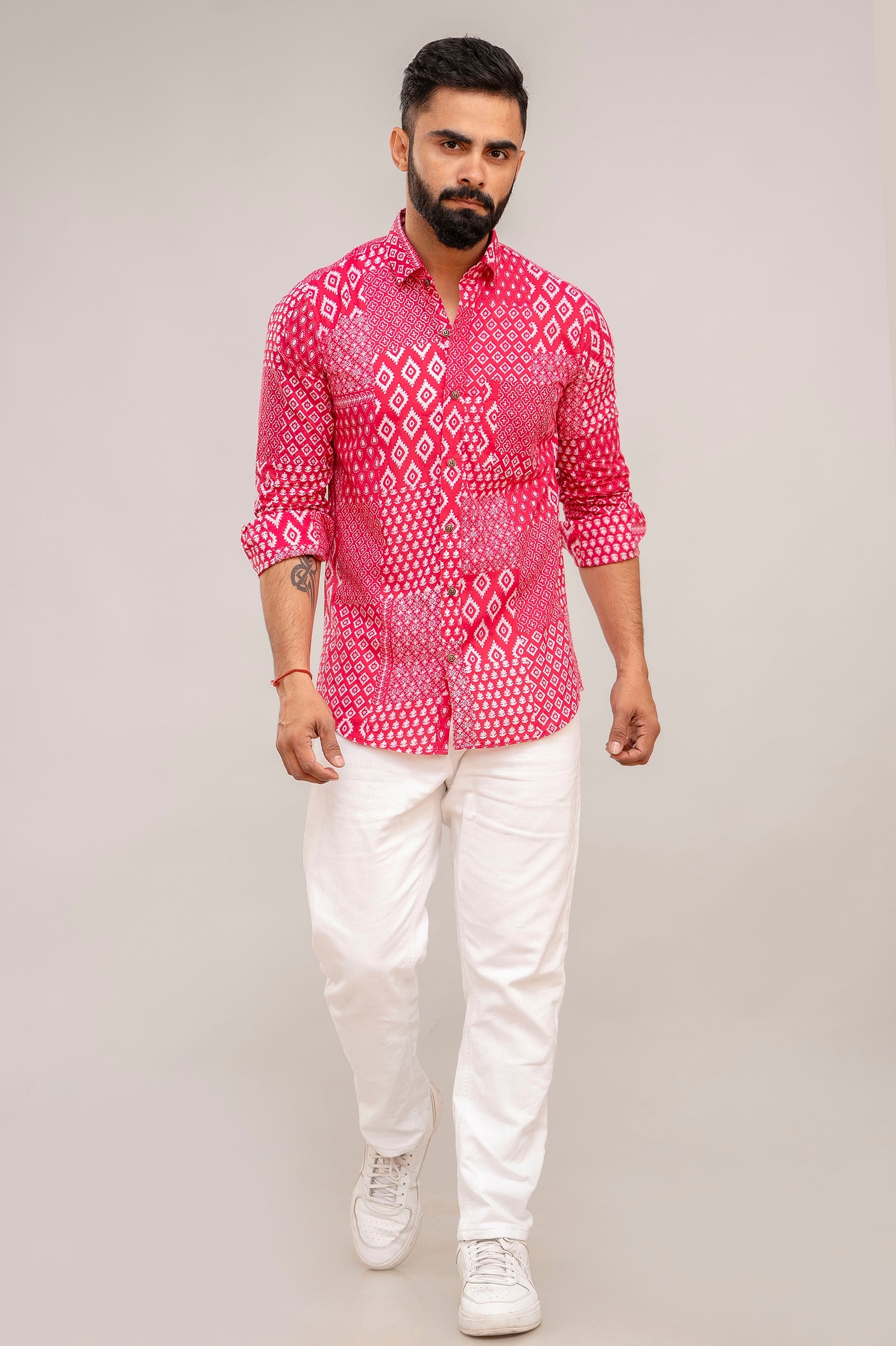 Pink Elegance Patchwork Cotton Shirt - Hukum Jaipur