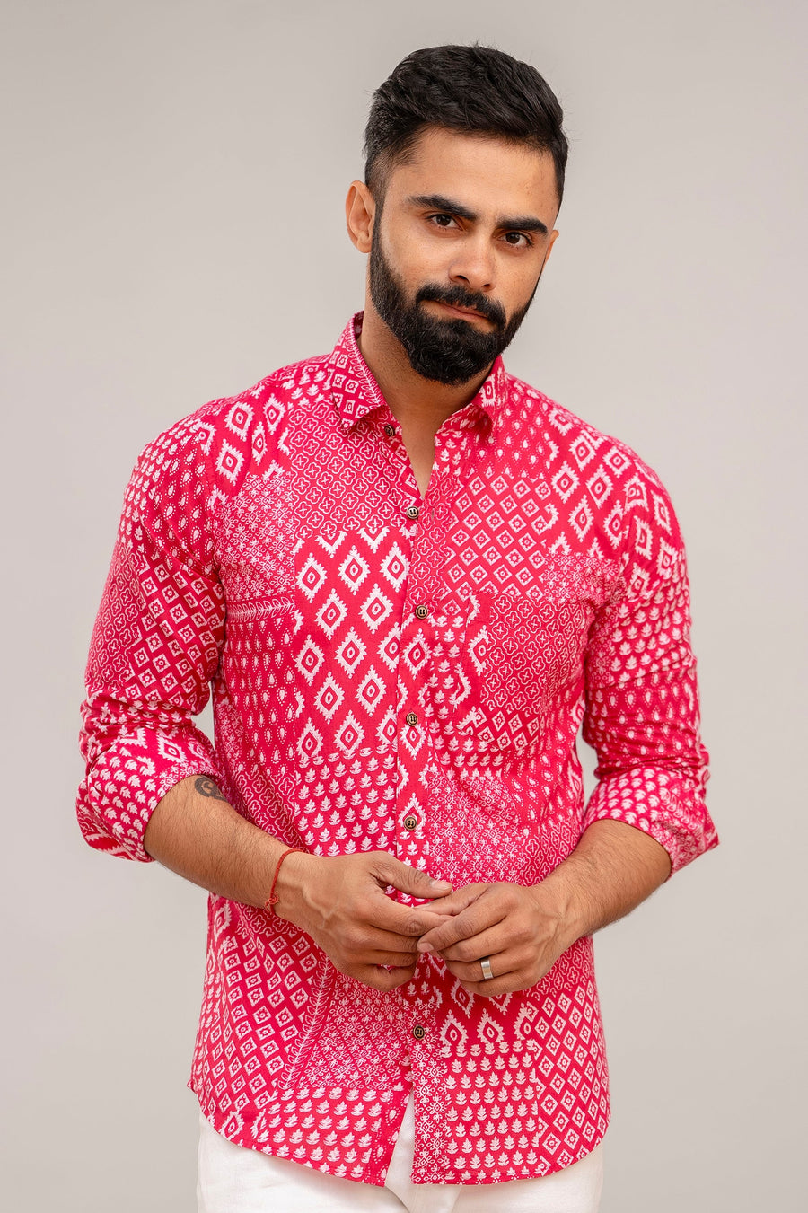 Pink Elegance Patchwork Cotton Shirt — image 3