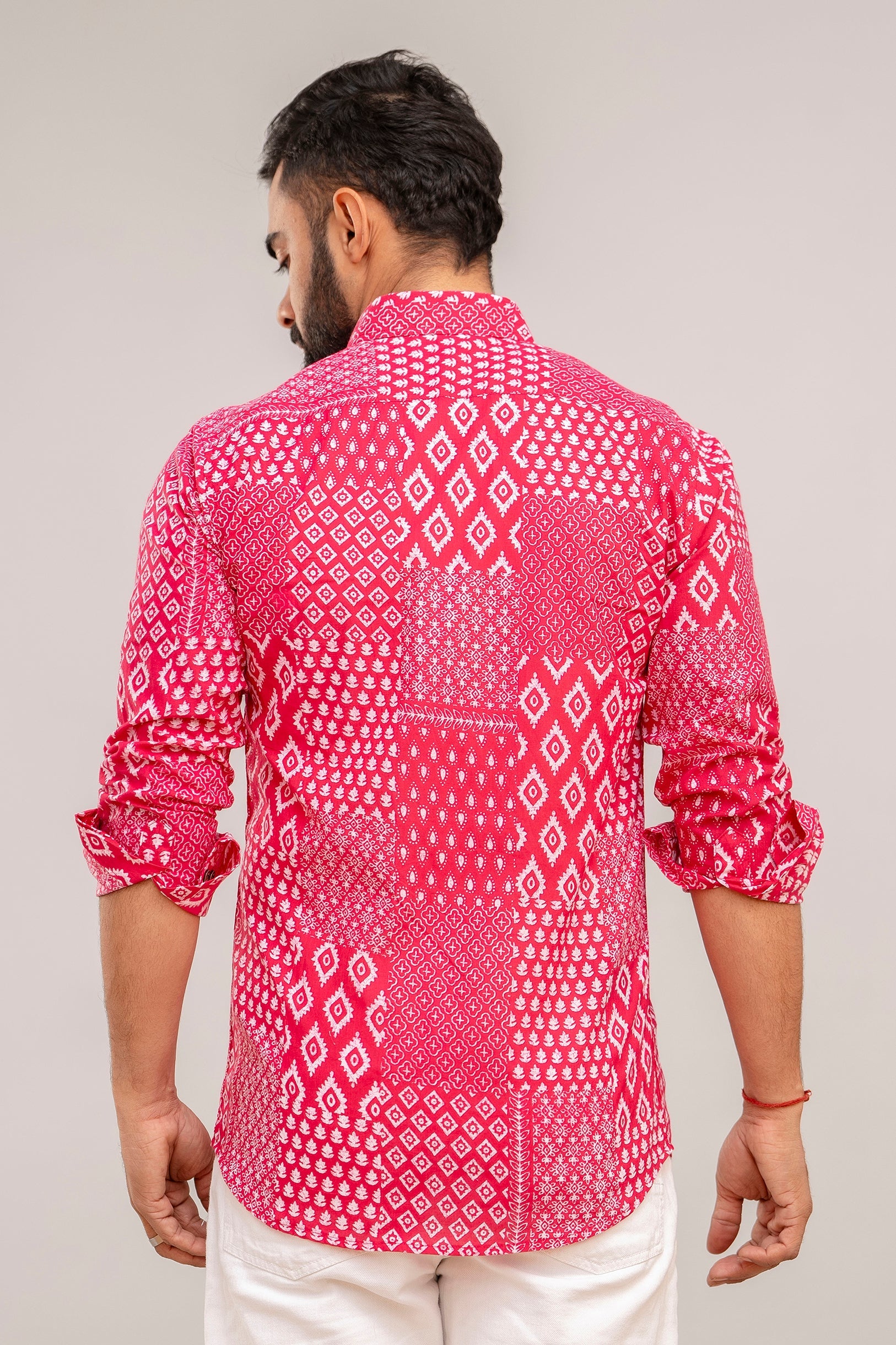 Pink Elegance Patchwork Cotton Shirt - Hukum Jaipur